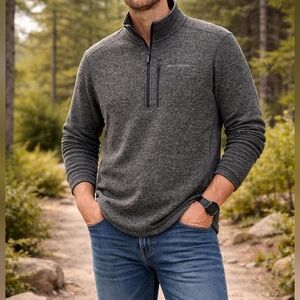Eddie Bauer Charcoal Gray Zip-Up Sweater Men’s Size S Lightweight Jacket